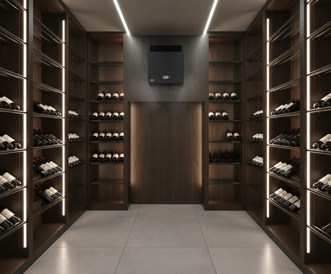 Bespoke wine cellar cooling installation